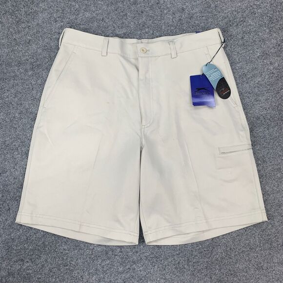 Slazenger Golf Shorts Mens 34 Beige High Rise Quick Dry Performance Hydro Dri - Picture 2 of 13